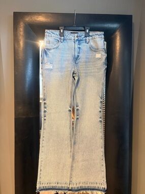 Retrofete Light Blue Wide-Leg Flare Jeans